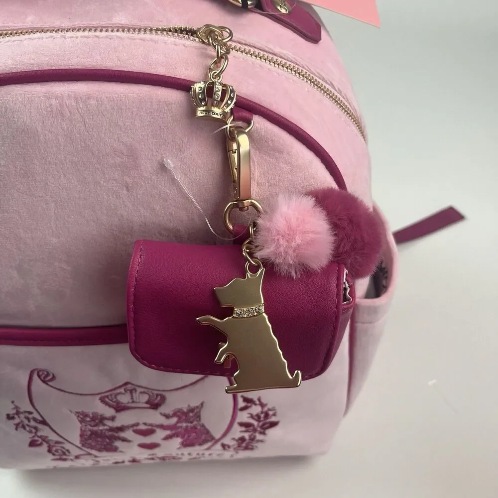 Juicy Couture New Love Chapter Backpack Wristlet Wallet Scottie Dog Charm Velvet